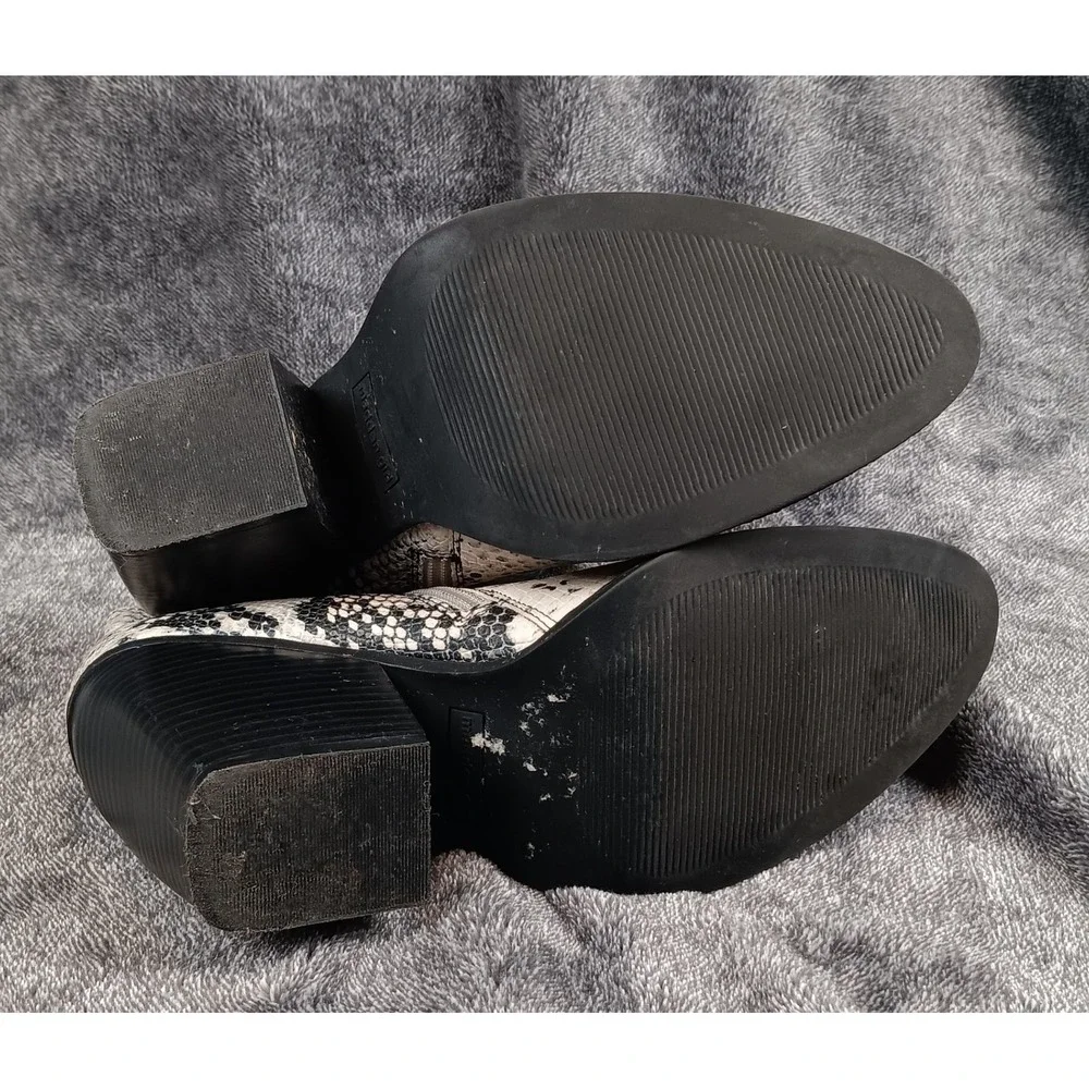 Madden Girl Snakeskin Print Ankle‎ Boots Black Heel Side Zip Size 9.5M